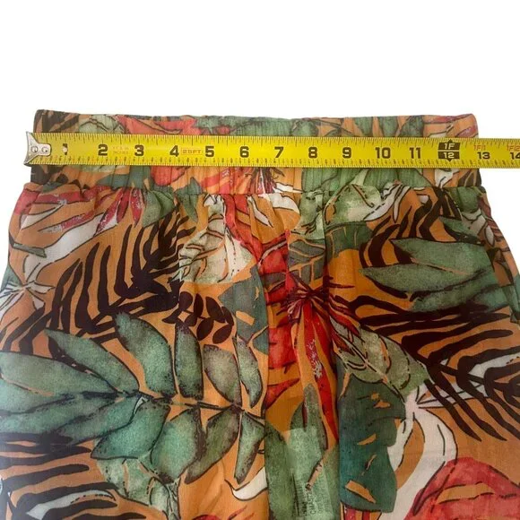 Pretty Little Thing Orange Big Leaf Tie Front Wide Leg Beach 2-Pc Set Sz10 NWT - Picture 13 of 14